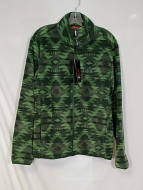 NWT Gerry Weber Green Aztec For Patterned Fleece Full Zip-Up Jacket Mens Sz Med